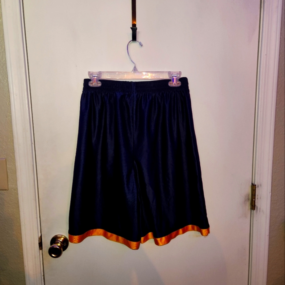 Navy blue and yellow basketball shorts
